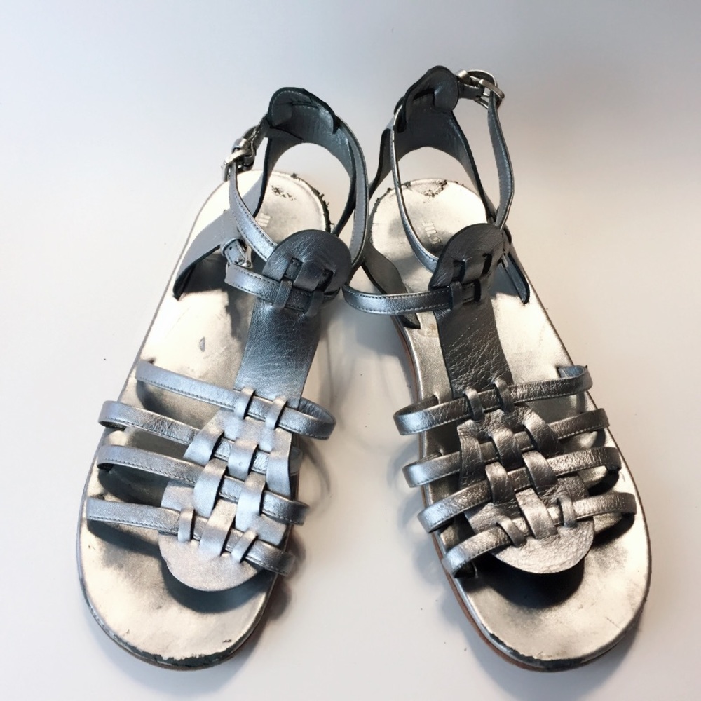 Soft Platinum Leather Comfort Huarache Luxury Sandals by Jill Sanders